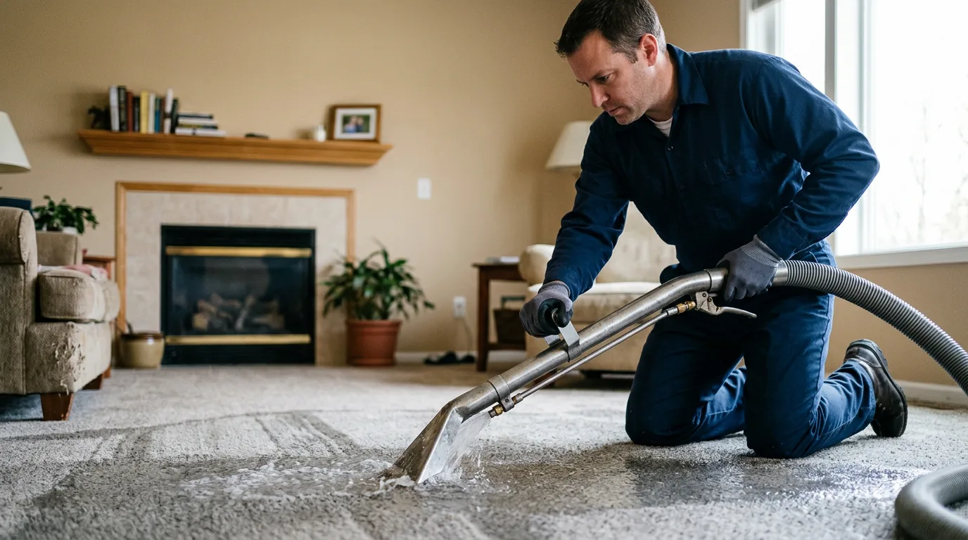 Water damage restoration technician working near Hanover, ME